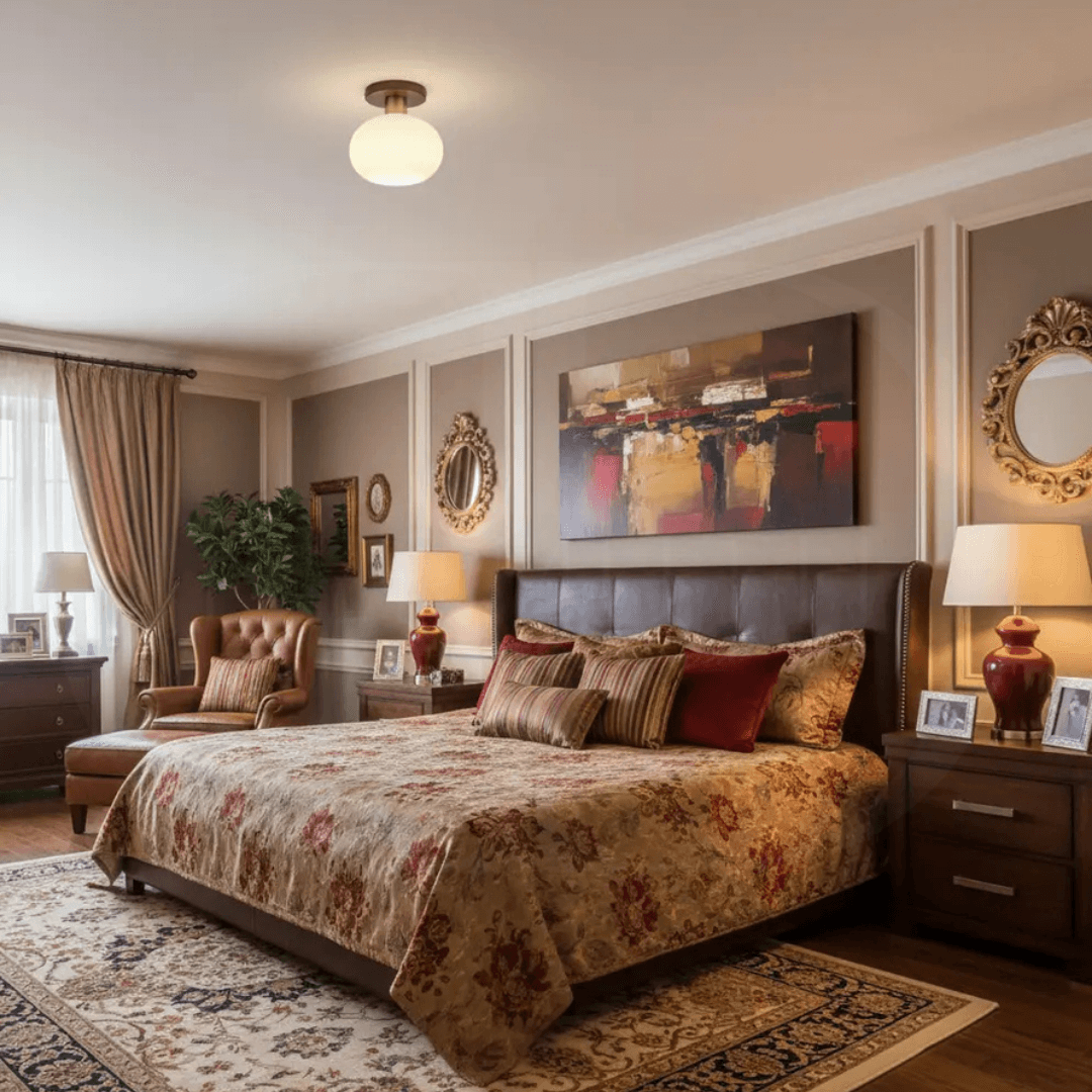 Deckenleuchte Holz & Milchglas