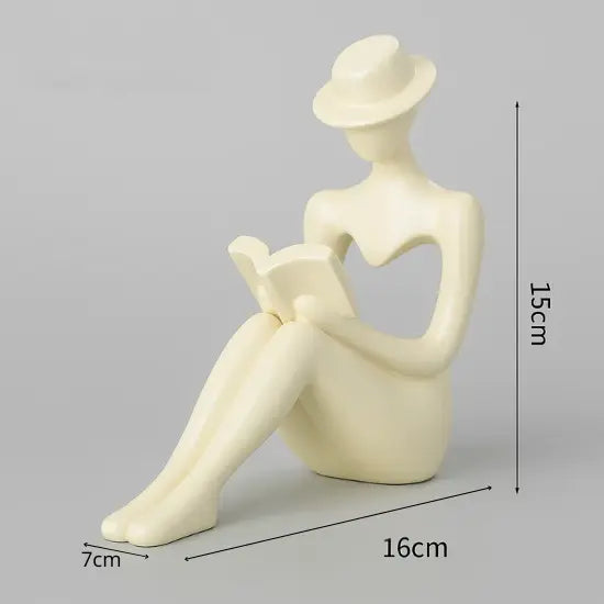 Moderne Lesende Figur – Abstrakte Dekoskulptur