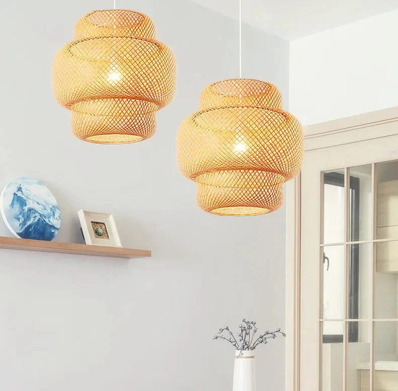 Rattan Pendelleuchte für Wohnzimmer