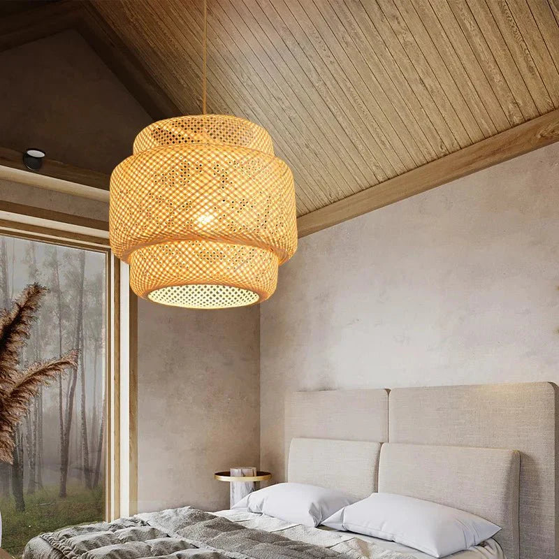 Rattan Pendelleuchte für Wohnzimmer