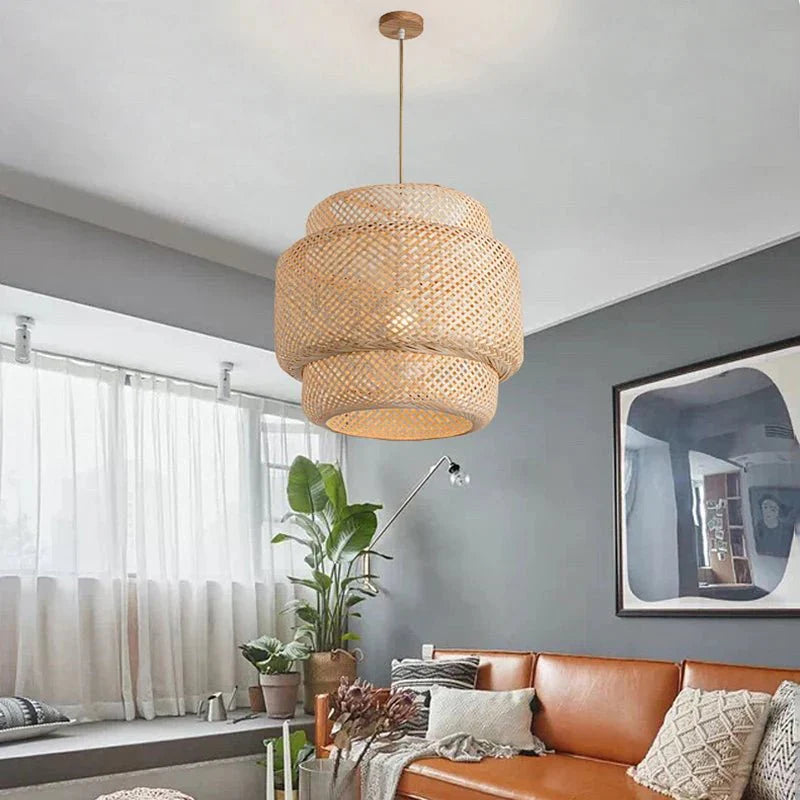 Rattan Pendelleuchte für Wohnzimmer