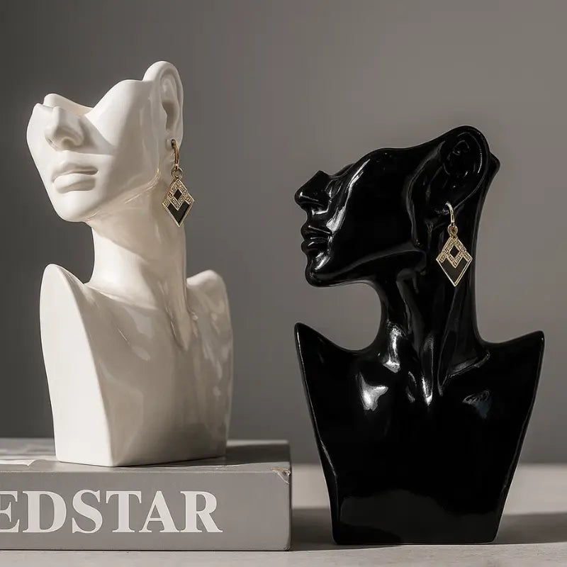 Dekorative Keramikvase Gesicht in Schwarz